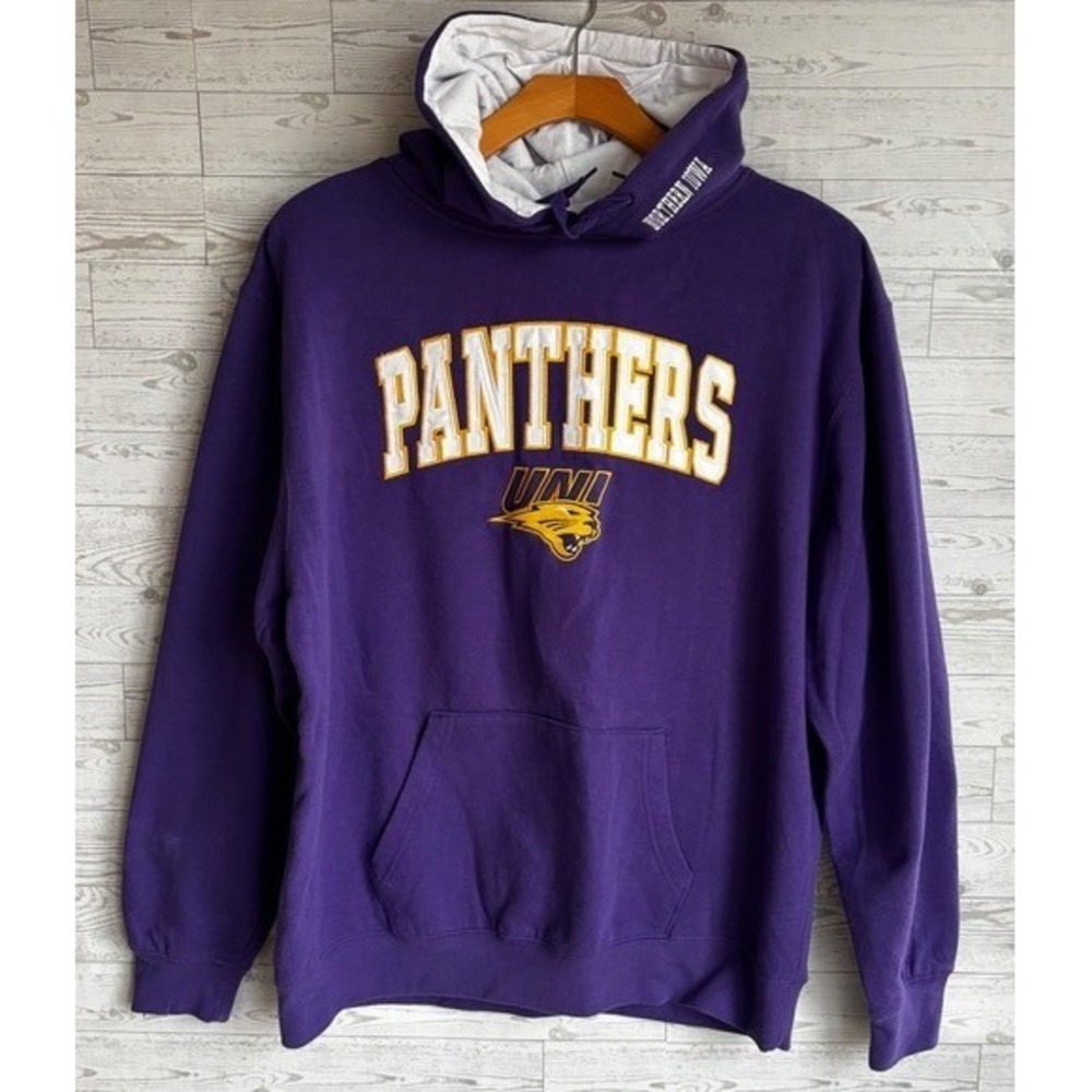 University of northern Iowa UNI Embroidered‎ purple Vintage Hoodie Sweatshirt XL
